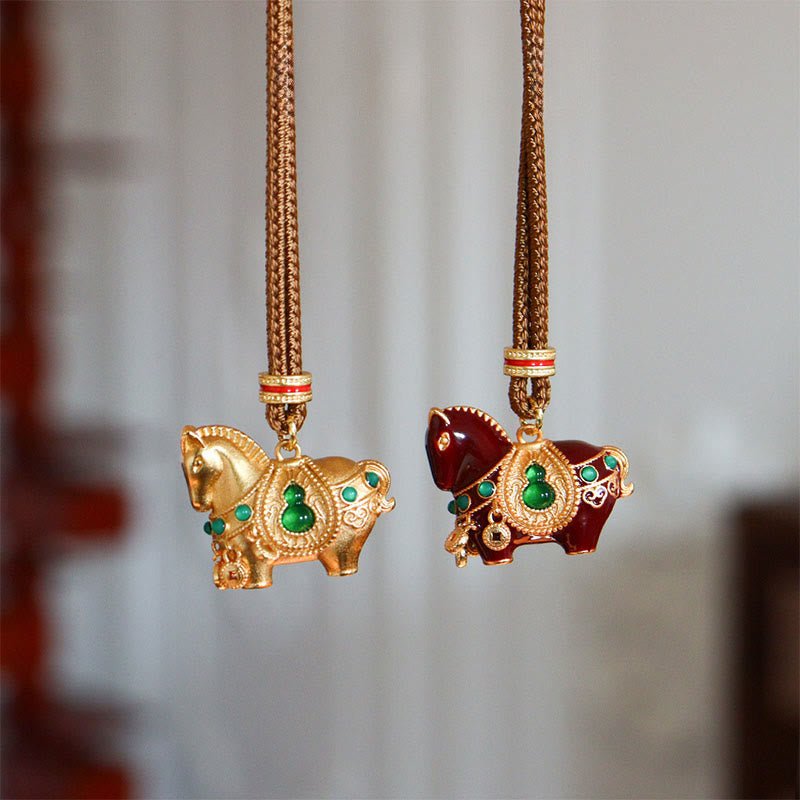 Fortune Jewel Year Of The Horse Copper Brass Balance Necklace Pendants - Fortune Jewel