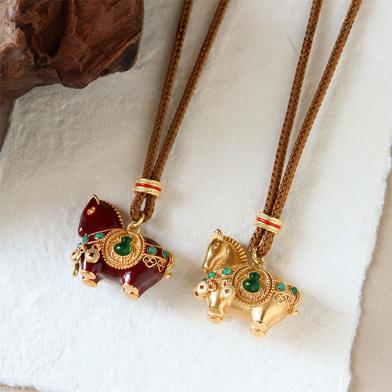 Fortune Jewel Year Of The Horse Copper Brass Balance Necklace Pendants - Fortune Jewel
