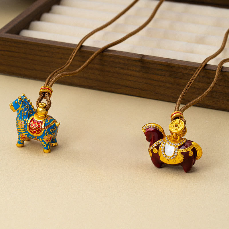 Fortune Jewel Year Of The Horse Copper Wealth Necklace Pendants - Fortune Jewel