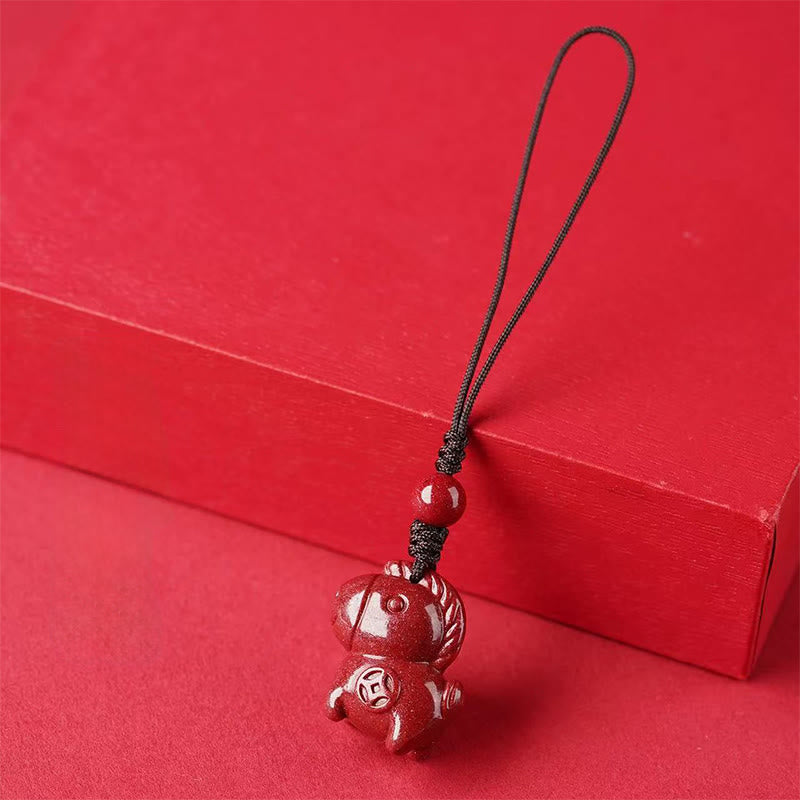 Fortune Jewel Year Of The Horse Cinnabar Keep Away Evil Spirits Key Chain - Fortune Jewel