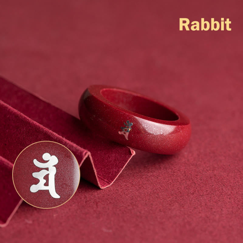Fortune Jewel Chinese Zodiac Year Of The Horse Cinnabar Blessing Ring - Fortune Jewel