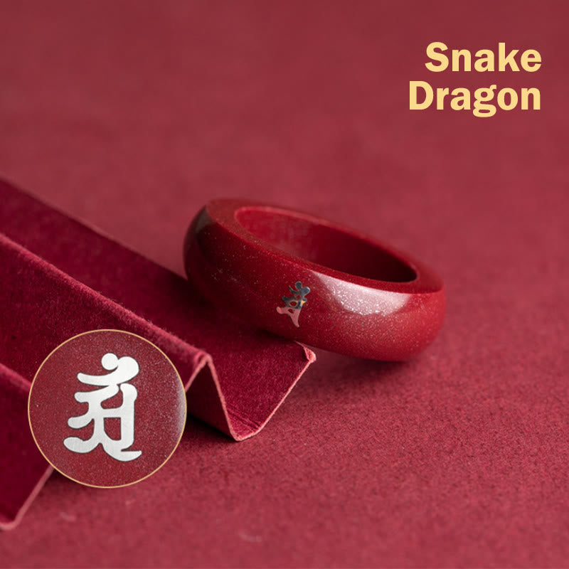 Fortune Jewel Chinese Zodiac Year Of The Horse Cinnabar Blessing Ring - Fortune Jewel