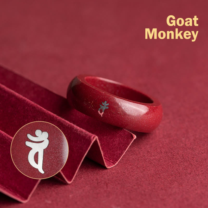 Fortune Jewel Chinese Zodiac Year Of The Horse Cinnabar Blessing Ring - Fortune Jewel