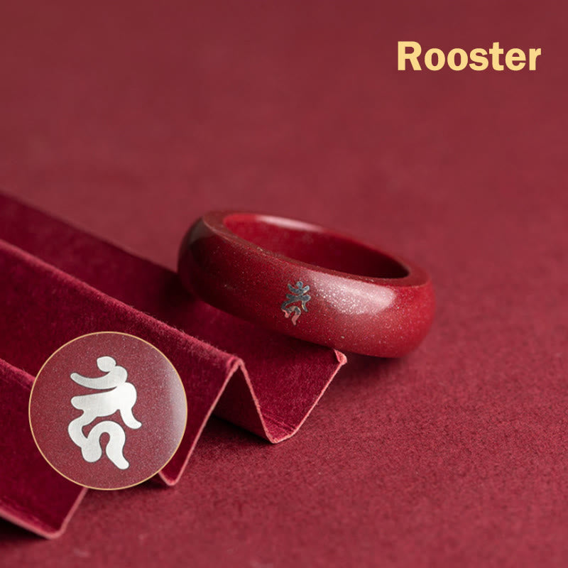 Fortune Jewel Chinese Zodiac Year Of The Horse Cinnabar Blessing Ring - Fortune Jewel