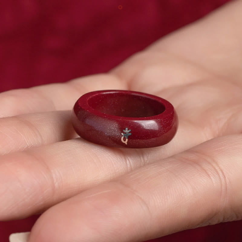 Fortune Jewel Chinese Zodiac Year Of The Horse Cinnabar Blessing Ring - Fortune Jewel