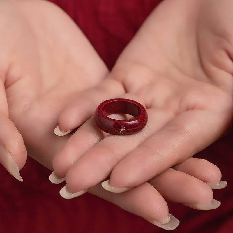 Fortune Jewel Chinese Zodiac Year Of The Horse Cinnabar Blessing Ring - Fortune Jewel