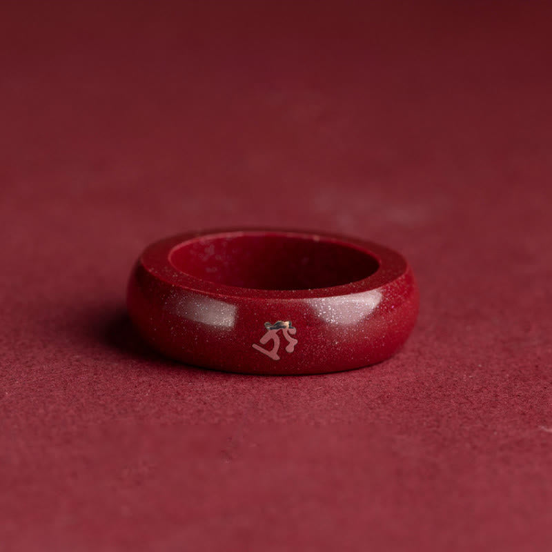Fortune Jewel Chinese Zodiac Year Of The Horse Cinnabar Blessing Ring - Fortune Jewel