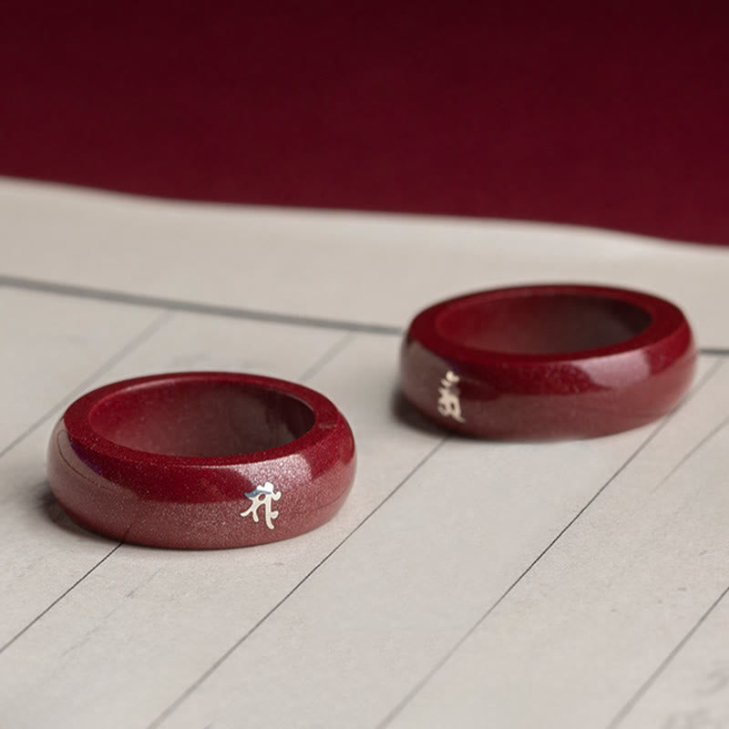 Fortune Jewel Chinese Zodiac Year Of The Horse Cinnabar Blessing Ring - Fortune Jewel