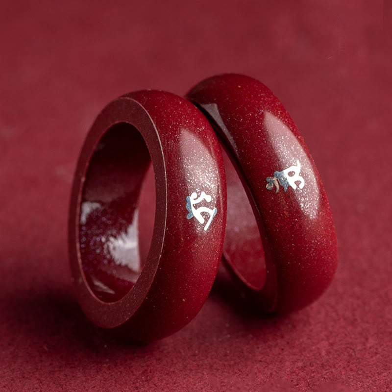 Fortune Jewel Chinese Zodiac Year Of The Horse Cinnabar Blessing Ring - Fortune Jewel