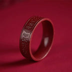 Fortune Jewel Cinnabar Om Mani Padme Hum Heart Sutra Blessing Ring - Fortune Jewel