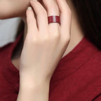 Fortune Jewel Cinnabar Om Mani Padme Hum Heart Sutra Blessing Ring - Fortune Jewel