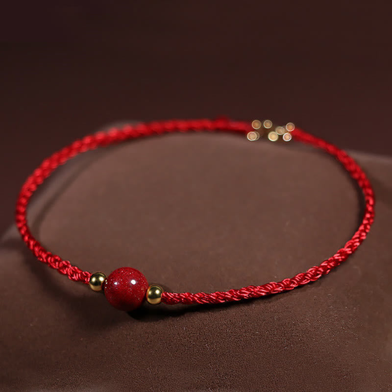 Fortune Jewel Cinnabar Red String Blessing Keep Away Evil Spirits Bracelet - Fortune Jewel