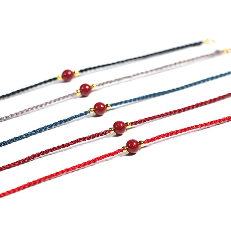 Fortune Jewel Cinnabar Red String Blessing Keep Away Evil Spirits Bracelet - Fortune Jewel