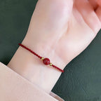 Fortune Jewel Cinnabar Red String Blessing Keep Away Evil Spirits Bracelet - Fortune Jewel