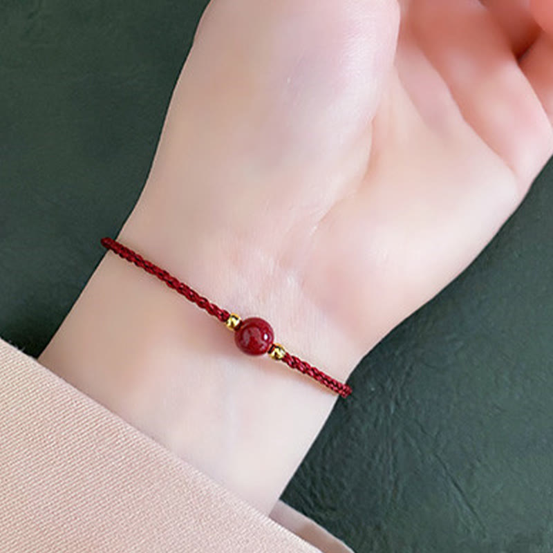 Fortune Jewel Cinnabar Red String Blessing Keep Away Evil Spirits Bracelet - Fortune Jewel