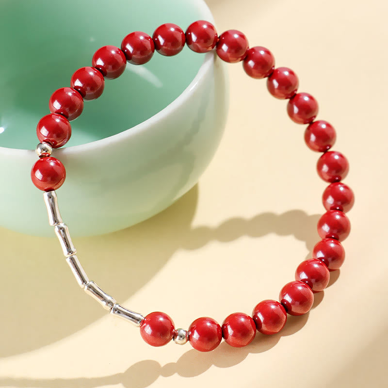 Fortune Jewel Cinnabar 925 Sterling Silver Calm Concentration Bracelet - Fortune Jewel