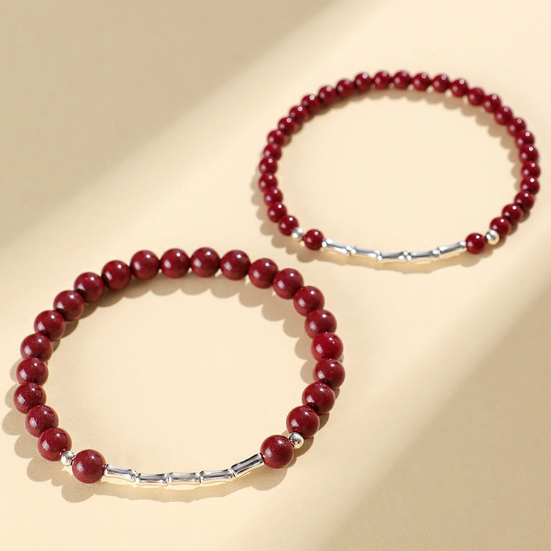 Fortune Jewel Cinnabar 925 Sterling Silver Calm Concentration Bracelet - Fortune Jewel