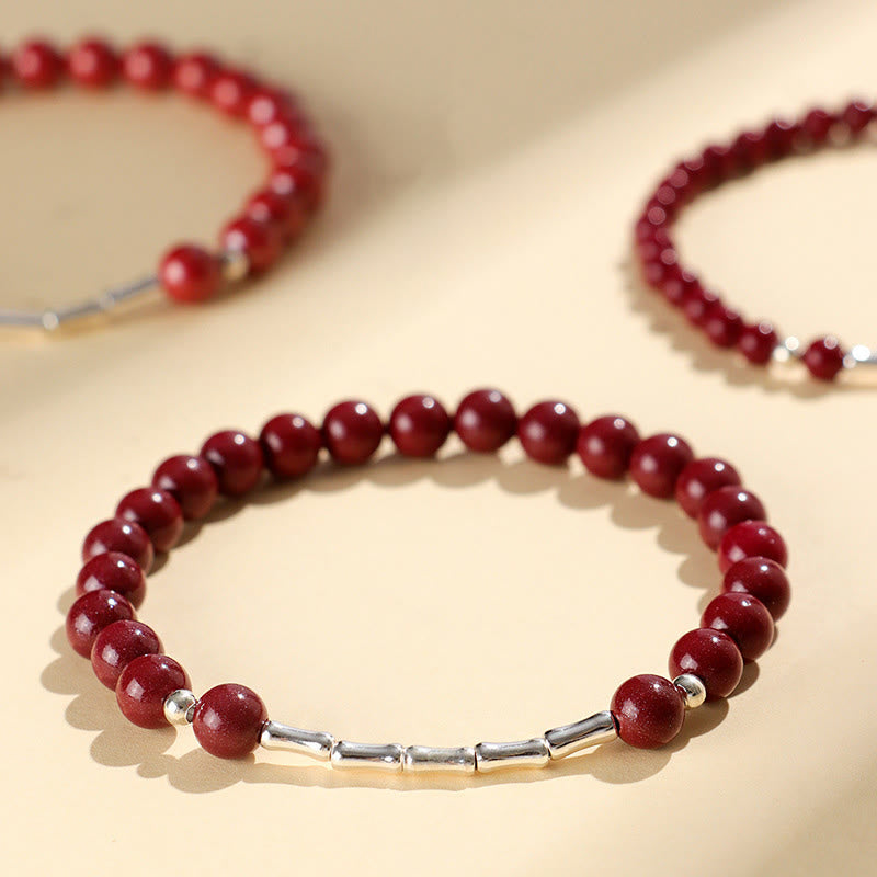 Fortune Jewel Cinnabar 925 Sterling Silver Calm Concentration Bracelet - Fortune Jewel
