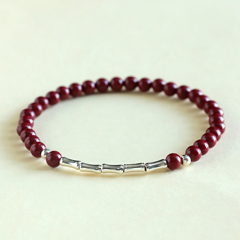 Fortune Jewel Cinnabar 925 Sterling Silver Calm Concentration Bracelet - Fortune Jewel