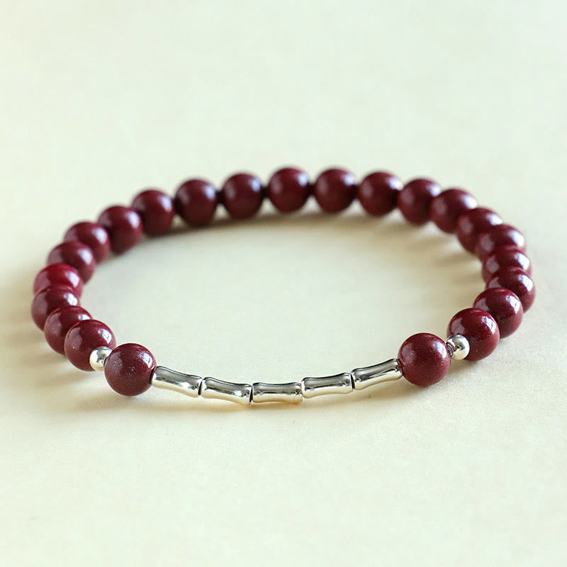 Fortune Jewel Cinnabar 925 Sterling Silver Calm Concentration Bracelet - Fortune Jewel