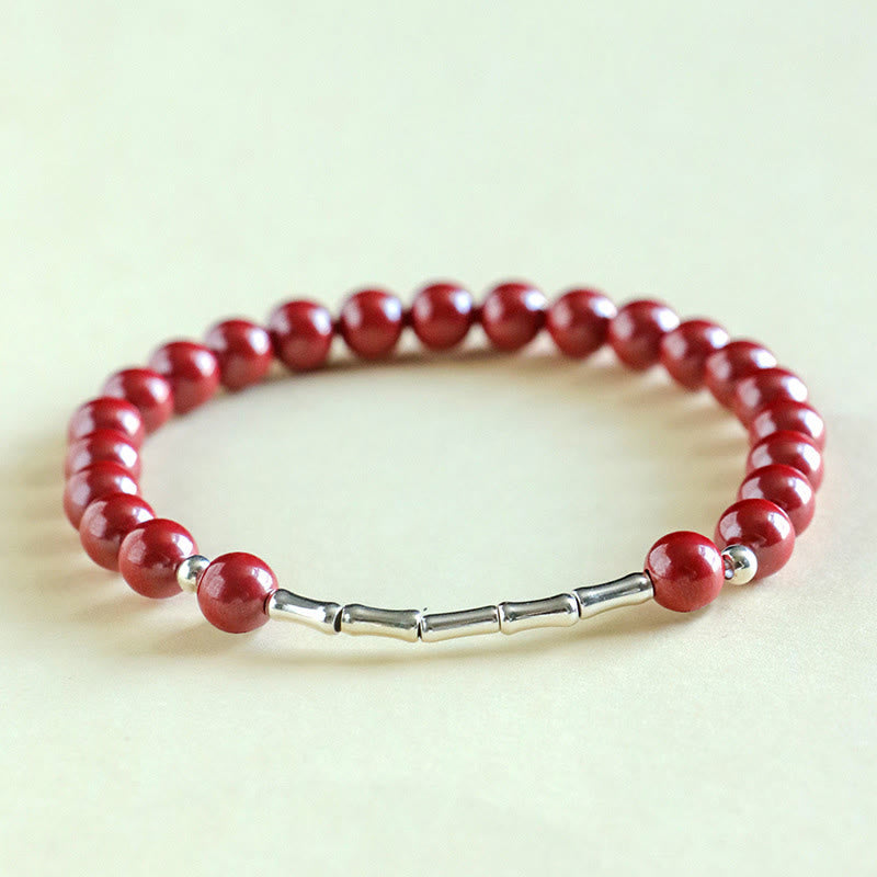 Fortune Jewel Cinnabar 925 Sterling Silver Calm Concentration Bracelet - Fortune Jewel