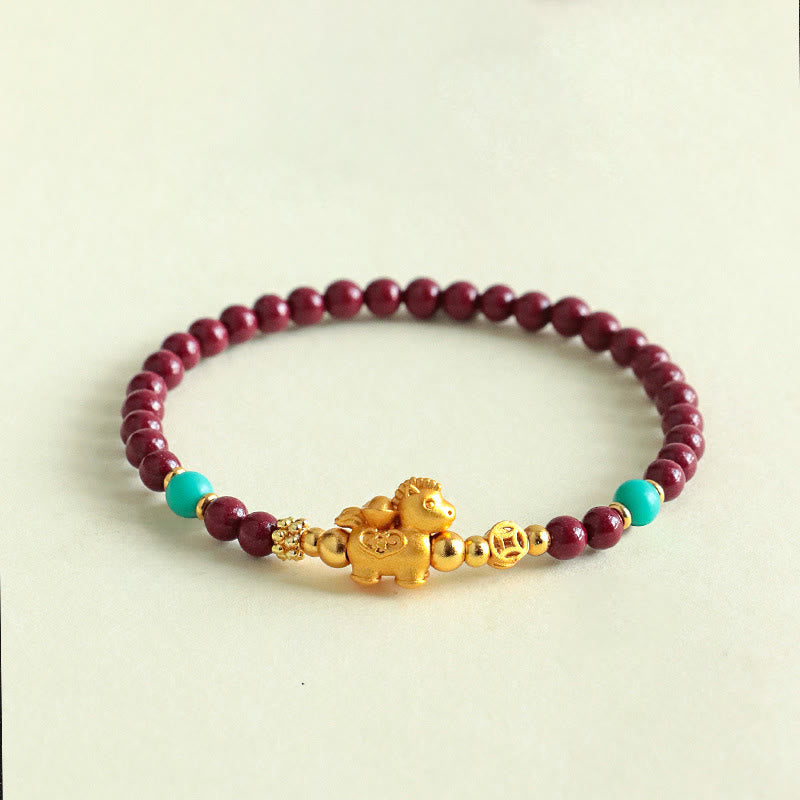 Fortune Jewel Year Of The Horse Fu Character Cinnabar Calm Bracelet - Fortune Jewel
