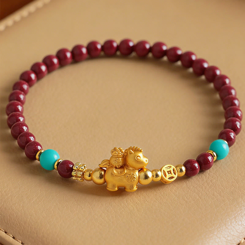 Fortune Jewel Year Of The Horse Fu Character Cinnabar Calm Bracelet - Fortune Jewel