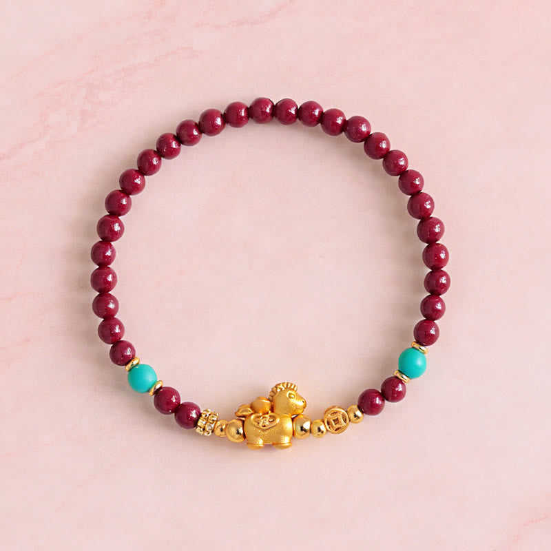 Fortune Jewel Year Of The Horse Fu Character Cinnabar Calm Bracelet - Fortune Jewel