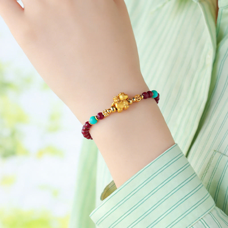 Fortune Jewel Year Of The Horse Fu Character Cinnabar Calm Bracelet - Fortune Jewel
