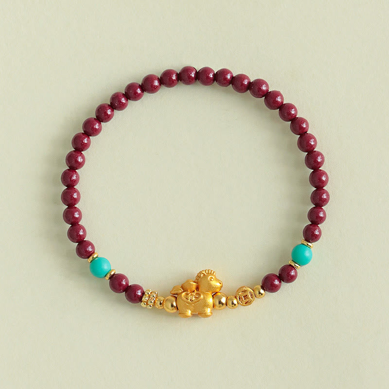 Fortune Jewel Year Of The Horse Fu Character Cinnabar Calm Bracelet - Fortune Jewel