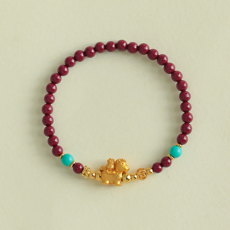 Fortune Jewel Year Of The Horse Fu Character Cinnabar Calm Bracelet - Fortune Jewel