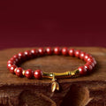 Buddha Stones Bamboo Cinnabar 925 Sterling Silver Concentration Bracelet - Fortune Jewel
