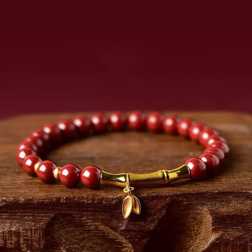 Buddha Stones Bamboo Cinnabar 925 Sterling Silver Concentration Bracelet - Fortune Jewel