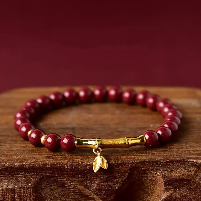 Buddha Stones Bamboo Cinnabar 925 Sterling Silver Concentration Bracelet - Fortune Jewel