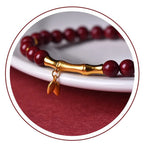 Buddha Stones Bamboo Cinnabar 925 Sterling Silver Concentration Bracelet - Fortune Jewel