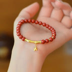 Buddha Stones Bamboo Cinnabar 925 Sterling Silver Concentration Bracelet - Fortune Jewel