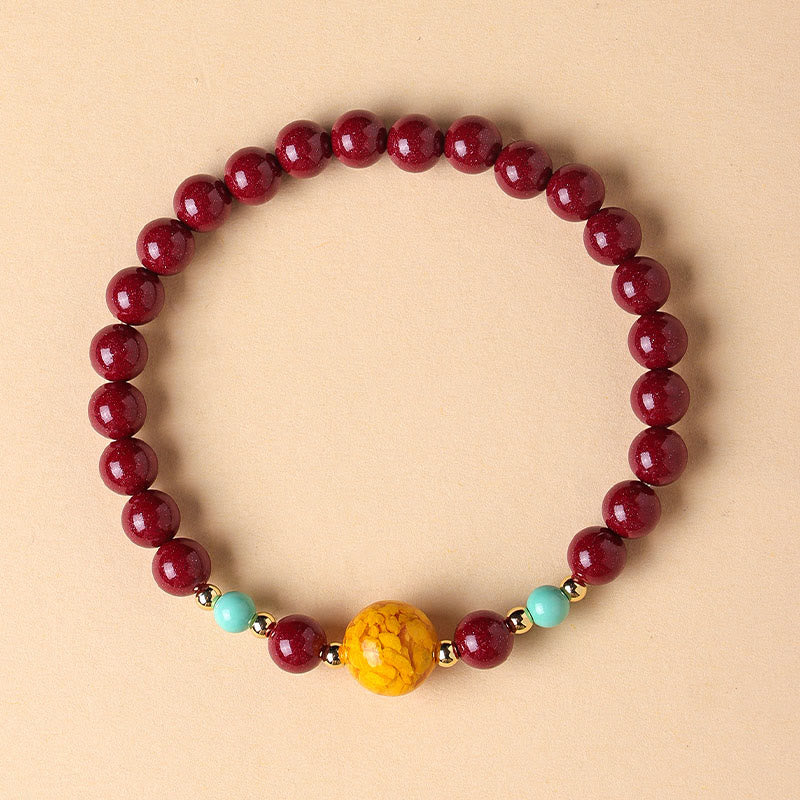 Fortune Jewel Cinnabar Turquoise Keep Away Evil Spirits Bracelet - Fortune Jewel