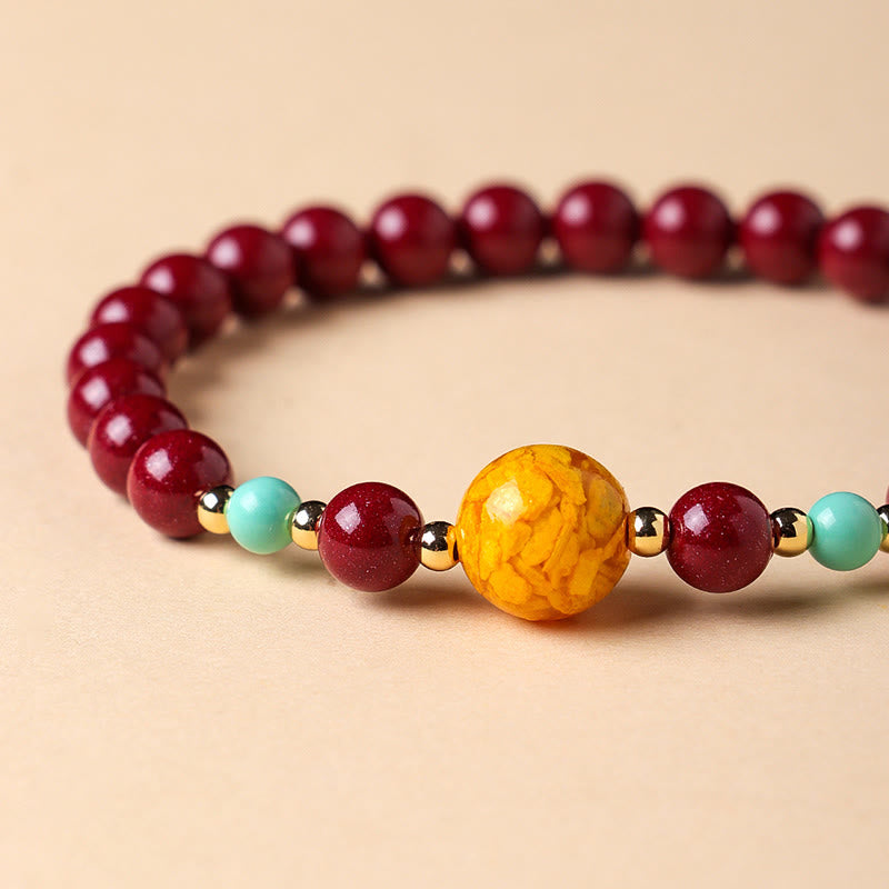 Fortune Jewel Cinnabar Turquoise Keep Away Evil Spirits Bracelet - Fortune Jewel