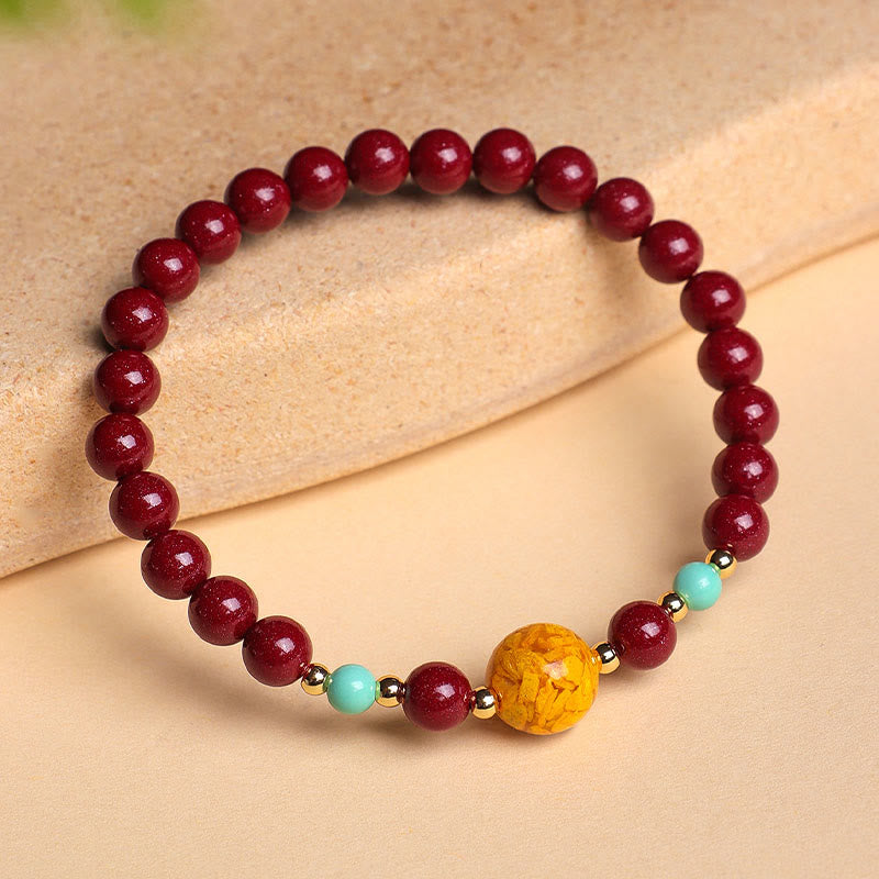 Fortune Jewel Cinnabar Turquoise Keep Away Evil Spirits Bracelet - Fortune Jewel