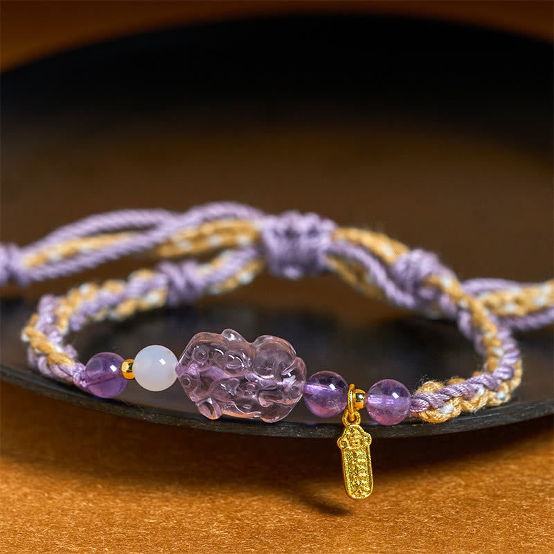 Fortune Jewel Amethyst Pixiu Balance Lucky Bracelet - Fortune Jewel