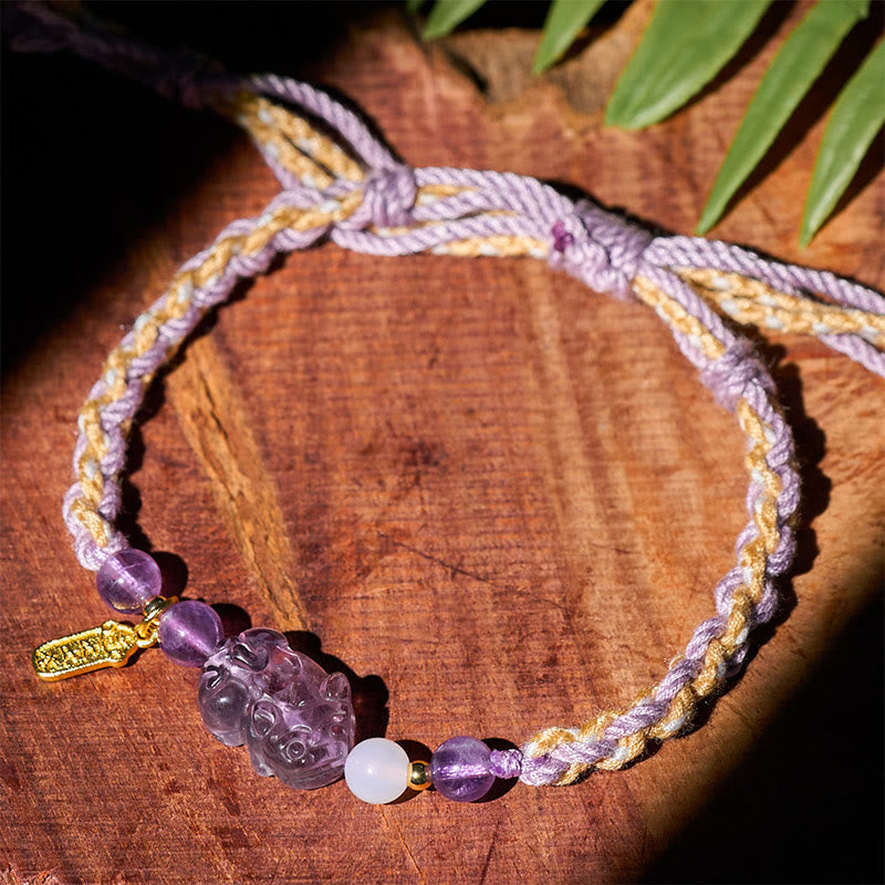 Fortune Jewel Amethyst Pixiu Balance Lucky Bracelet - Fortune Jewel