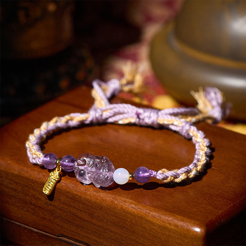Fortune Jewel Amethyst Pixiu Balance Lucky Bracelet - Fortune Jewel