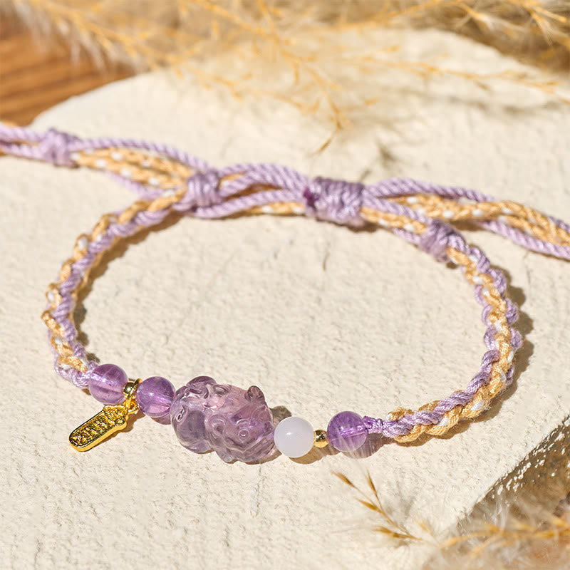 Fortune Jewel Amethyst Pixiu Balance Lucky Bracelet - Fortune Jewel