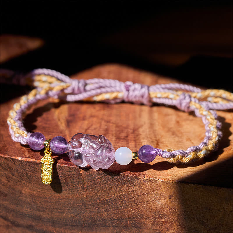 Fortune Jewel Amethyst Pixiu Balance Lucky Bracelet - Fortune Jewel