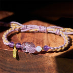 Fortune Jewel Amethyst Pixiu Balance Lucky Bracelet - Fortune Jewel