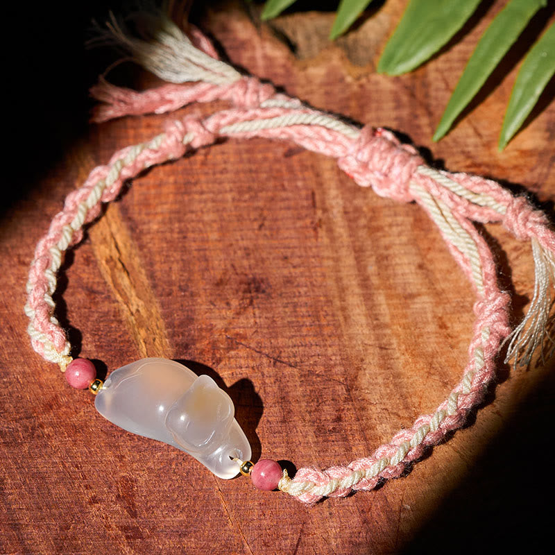 Fortune Jewel Chalcedony Cat Positive Harmony Bracelet - Fortune Jewel