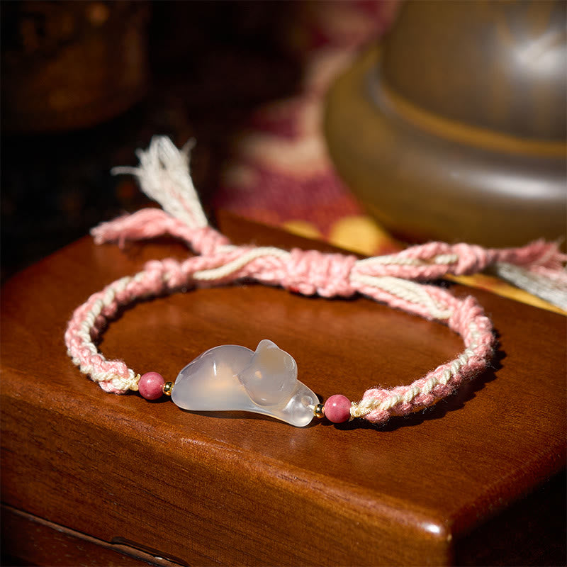Fortune Jewel Chalcedony Cat Positive Harmony Bracelet - Fortune Jewel