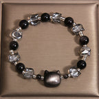 Fortune Jewel Black Obsidian Cat Head Purification Strength Bracelet - Fortune Jewel