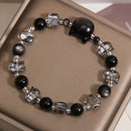 Fortune Jewel Black Obsidian Cat Head Purification Strength Bracelet - Fortune Jewel
