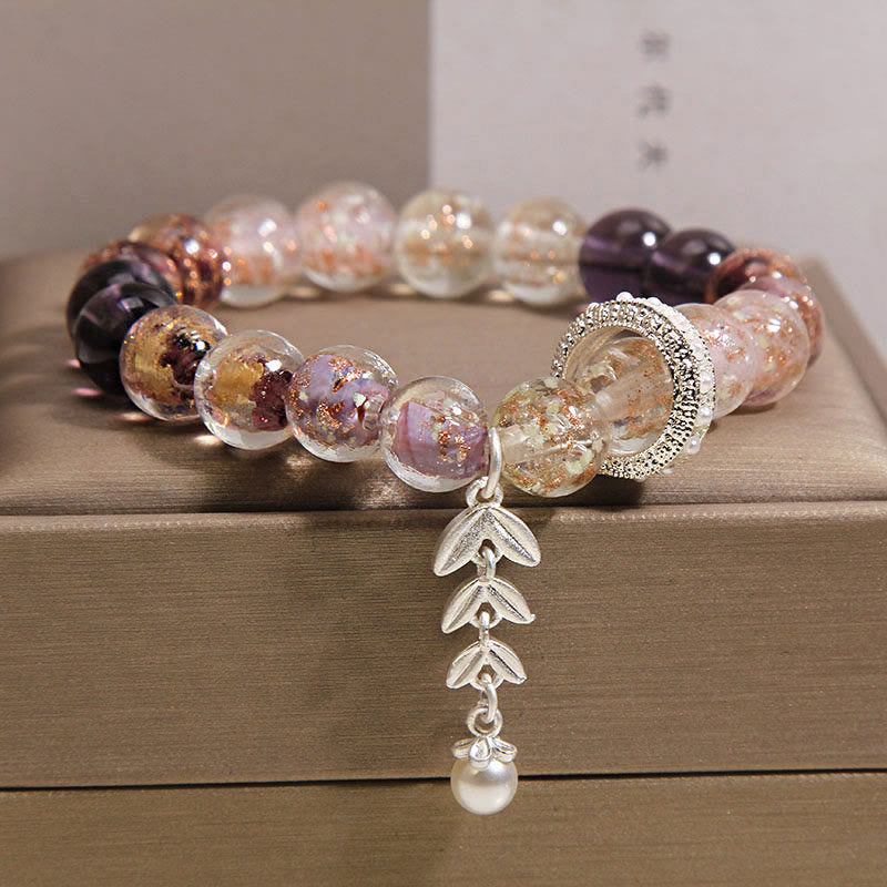 Buddha Stones Liuli Glass Bead Wheat Ear Charm Bracelet - Fortune Jewel